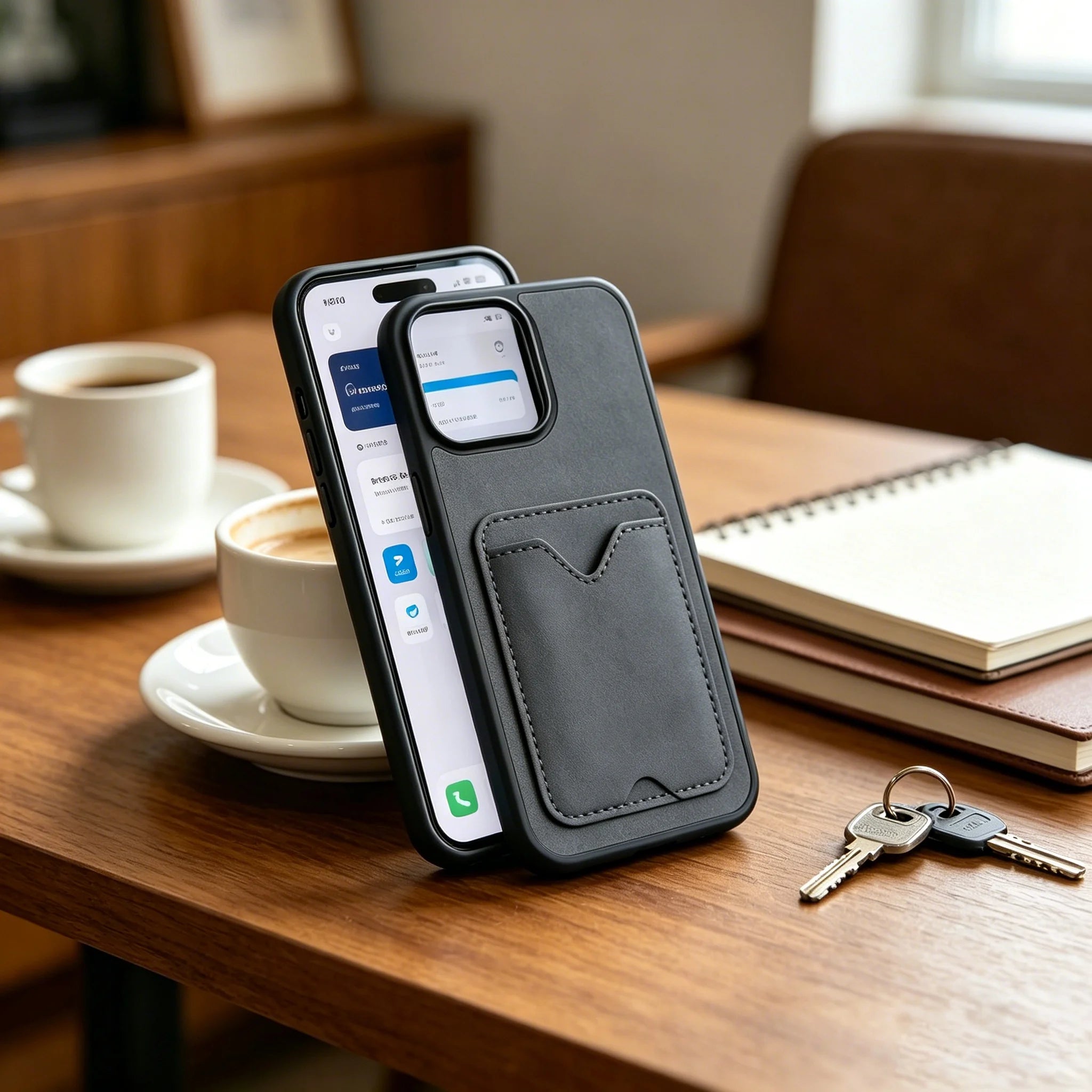 Sheepskin Texture Card Holder Phone Case, Full Wrap Shockproof & Pressure Resistant Protection, Precise Cutouts, Compatible with Multiple iPhone Models