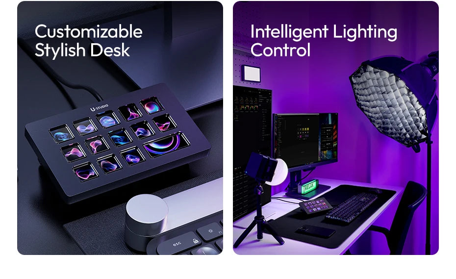 Ulanzi D200H Deck Dock AI-Powered Office Streaming Controller for Computer Fill Light for Intelligent Live broadcast Room