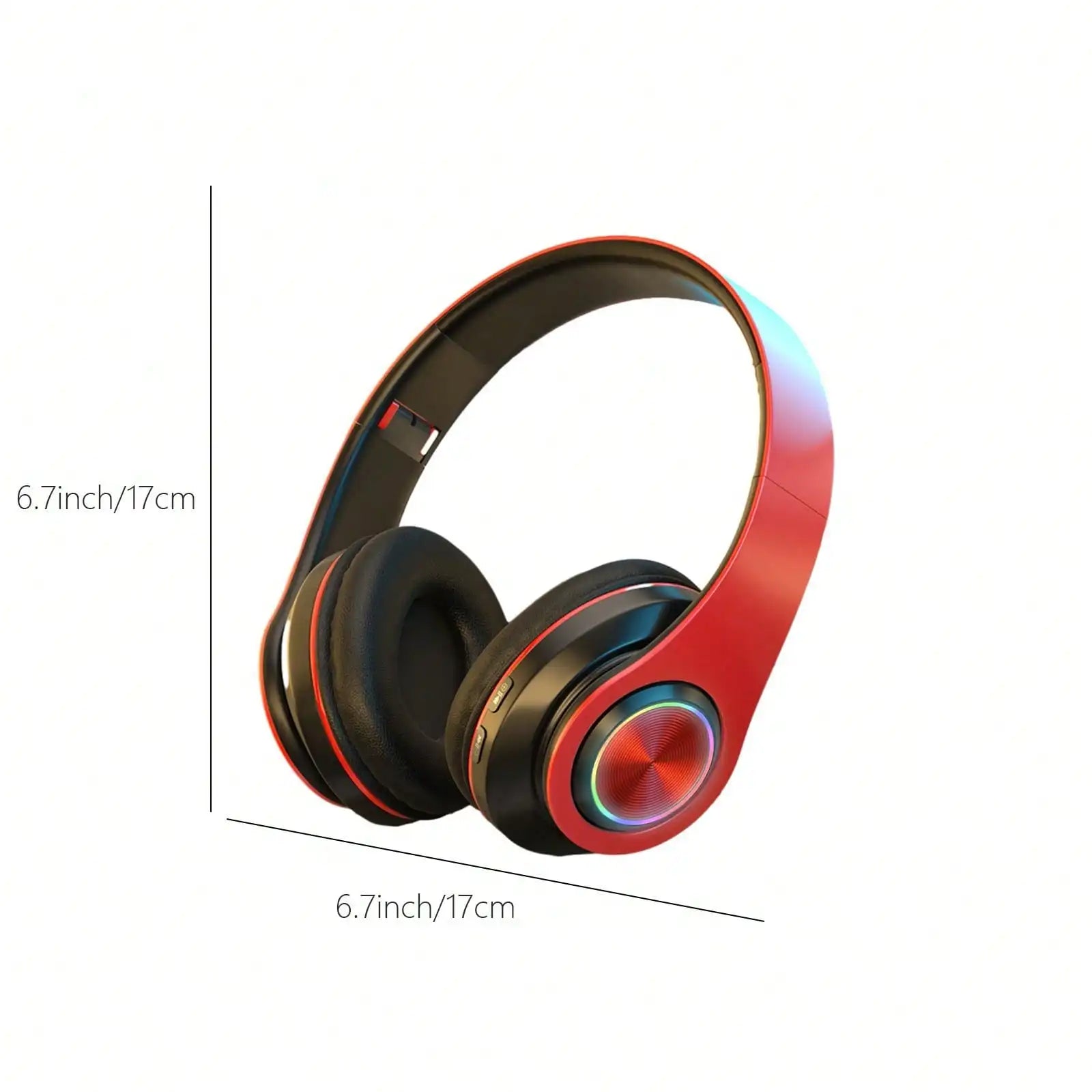 Bluetooth 5.3 Over-Ear Headphones, Active Noise Reduction, Subwoofer Bass, LED Light Design, Foldable Portable Wireless Headset for Gaming, Music, Sports, Phones & Computers
