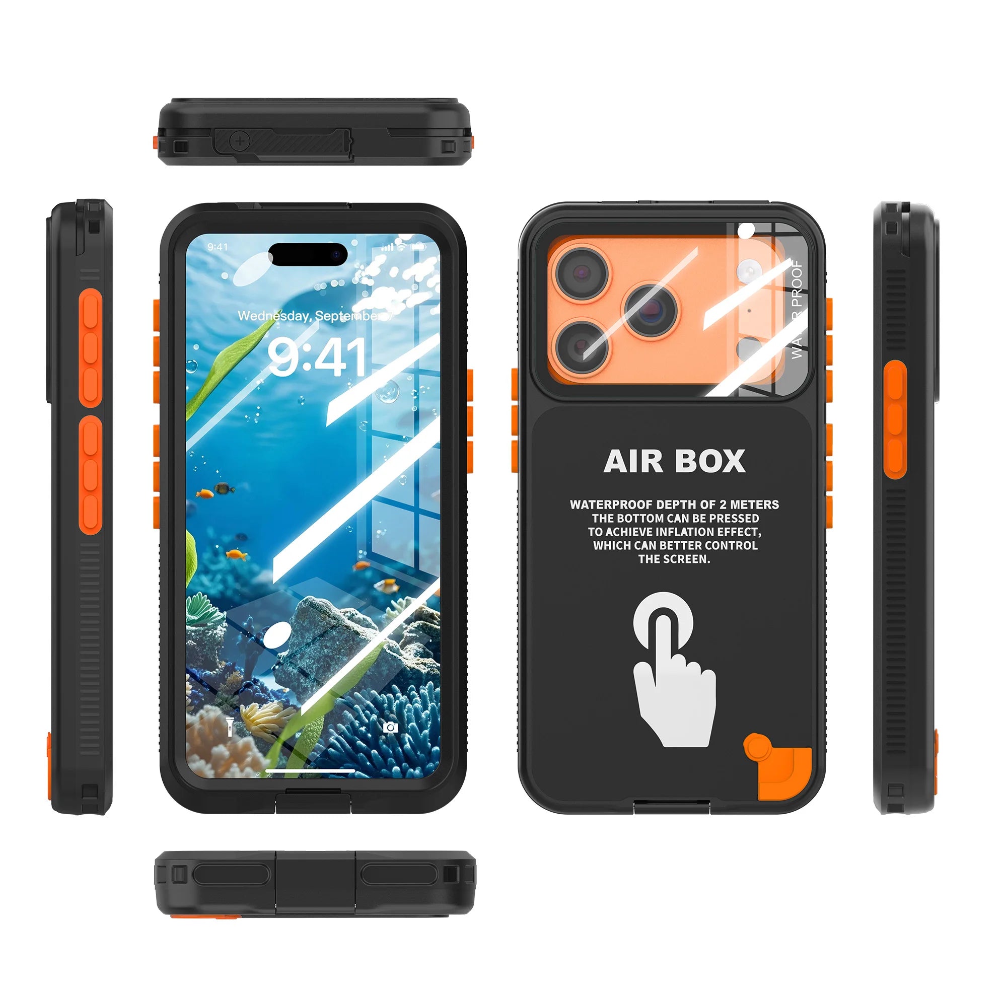 This brand-new touch-enabled IP68 waterproof phone case is suitable for iPhone 16 PRO MAX, 17, 15, 14, 13, 11PRO, and 12