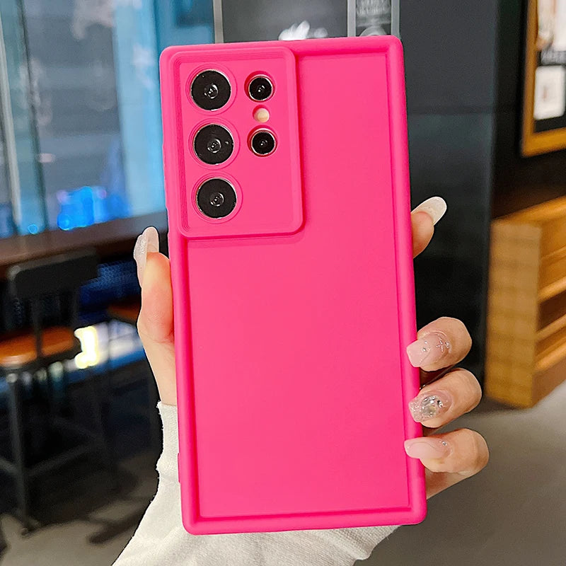 Soft TPU Case For Samsung S26 S25 S24 S23 S22 S21 Ultra Plus FE S25 edge A54 note 20 Shockproof Solid Color Silicone Phone Cover