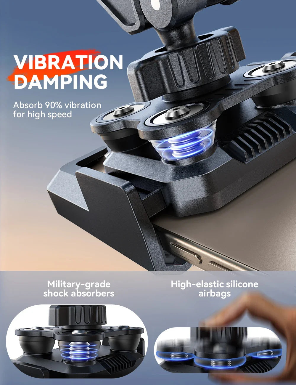 Anti-Vibration Motorcycle Phone Mount Camera Friendly Anti-Shake Bicycle Handlebar Holder with Secure Lock Universal E-Bike Scoo