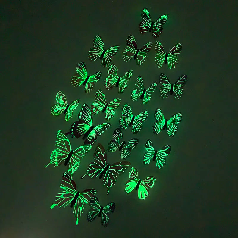 12pcs Luminous 3D Butterfly Wall Sticker for Kids Bedroom Home Living Room Fridge Wall Decal Glow in Dark Wallpaper Decoration