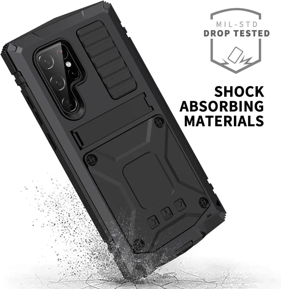 Heavy Duty Aluminium Metal Armor Case For Samsung S24 S23 S22 S21 Note 20 Ultra S20 Plus A32 Shockproof Cover Screen Protector