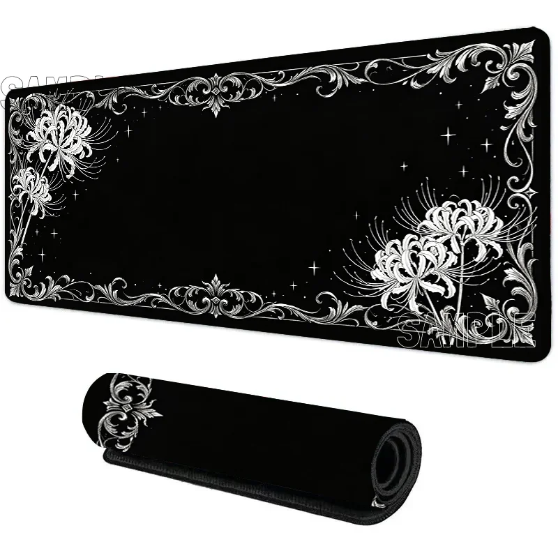 Black Lacework Art Large Gaming Mouse Pad Anti Slip Desk Mat Durable Stitched Edge Table For Laptop PC Gamer Game Accessories