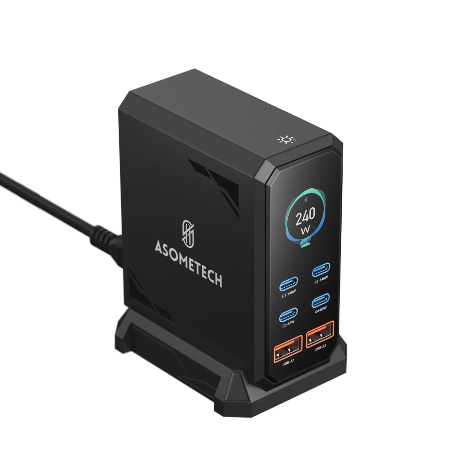 ASOMETECH 240W GaN Charger 140W PD3.1 PPS USB Type C Digital Display Fast Charging Station for iPhone 17 MacBook Laptops Samsung