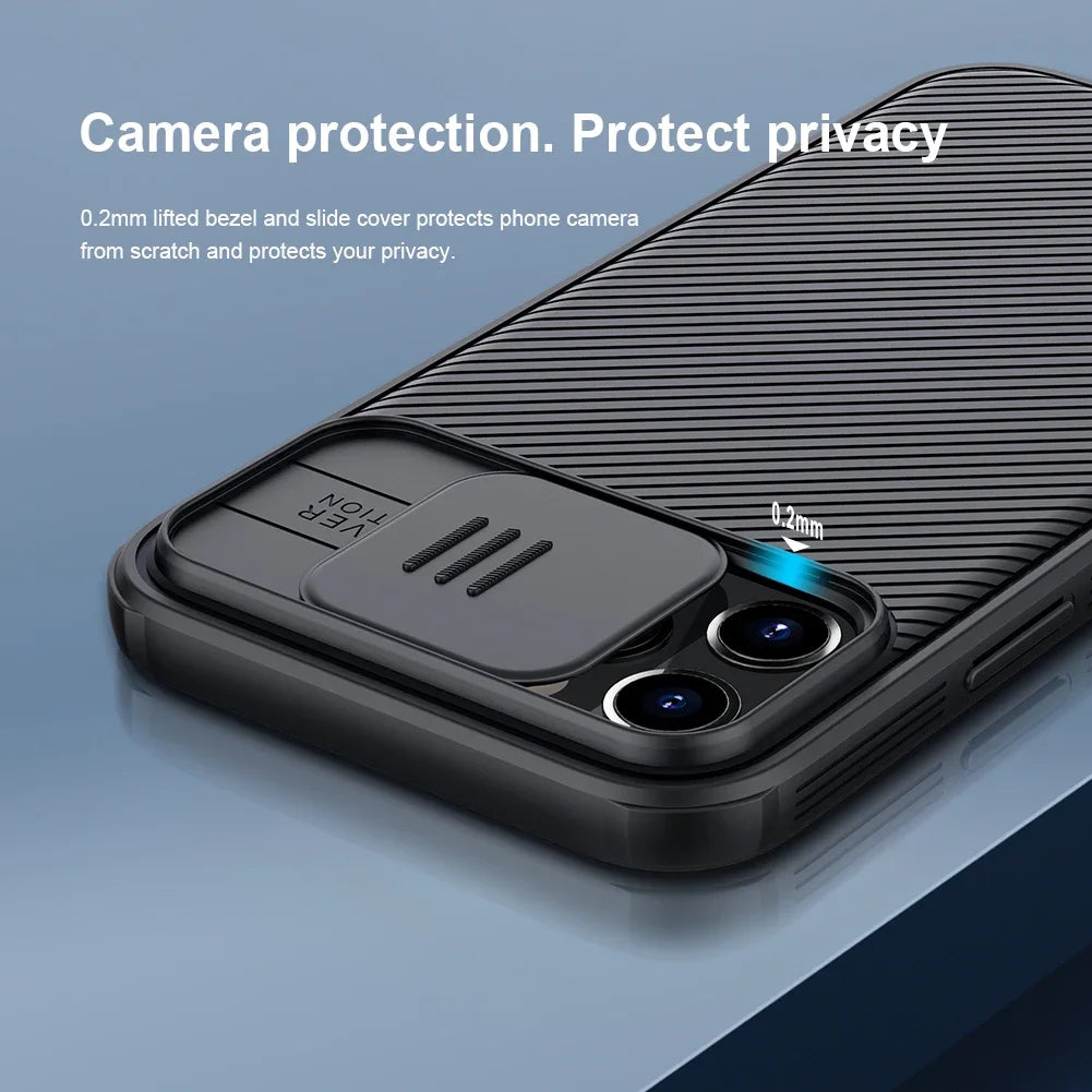 for Apple iPhone 14 13 12 Pro Max Phone Case,NILLKIN Camera Protection Slide Protect Cover Lens Protection Case for iPhone 12 5G