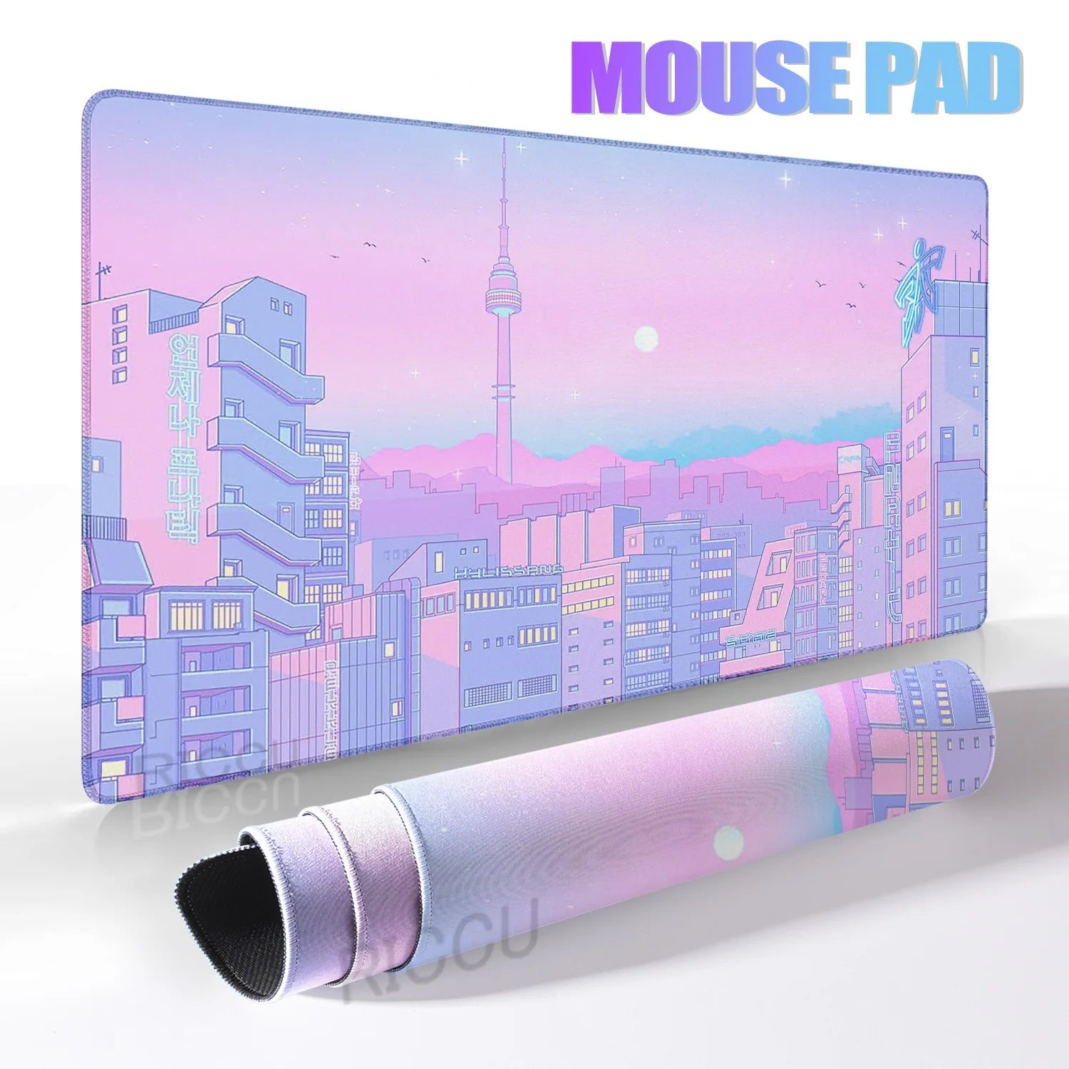 Pink Moon big Mousepad Anime Mouse Pads Gaming Mouse Pad Cartoon Non-Slip Deskmat Keyboard Mat Desk Protector Pc Accessories