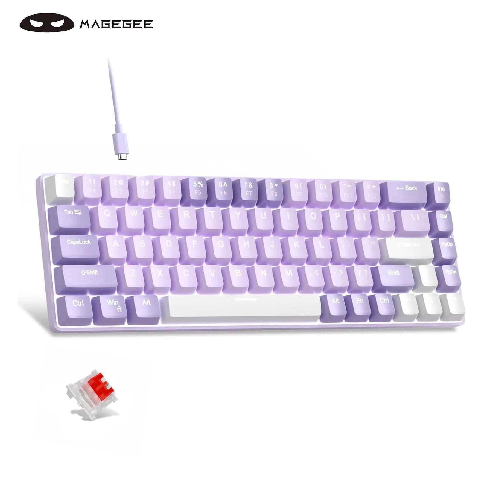 MageGee Portable 60% Mechanical Gaming Keyboard, MK-Box LED Backlit Compact 68 Keys Mini Wired Office Keyboard with Red Switch f