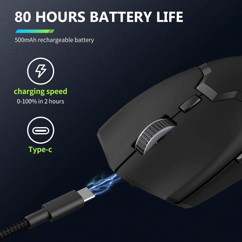 Delux M800PRO Gaming Mouse Wireless Tri-Mode Connection PAW3395 26000DPI 6 Programmable Buttons Macro Colorful Mice for PC Gamer