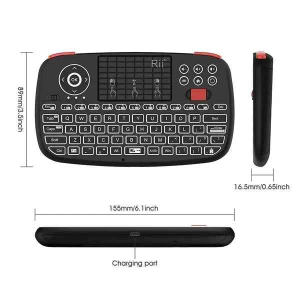 i4 Mini WirelBluetooth Dual Mode Keyboard with Touchpad, Blacklit Portable WirelKeyboard with 2.4G