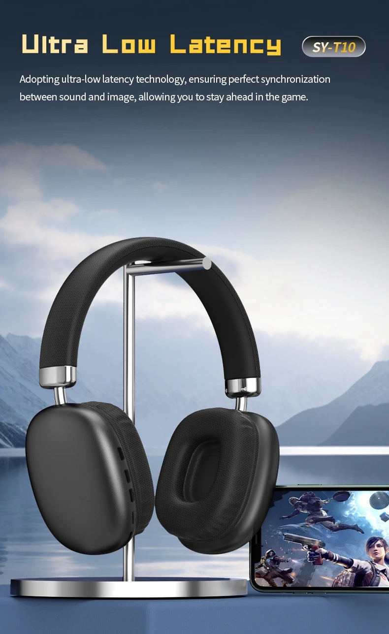 Simple Stylish Foldable Bluetooth Headphones Over Ear HiFi Stereo Wireless Headset Support AUX TF FM For Music Sports