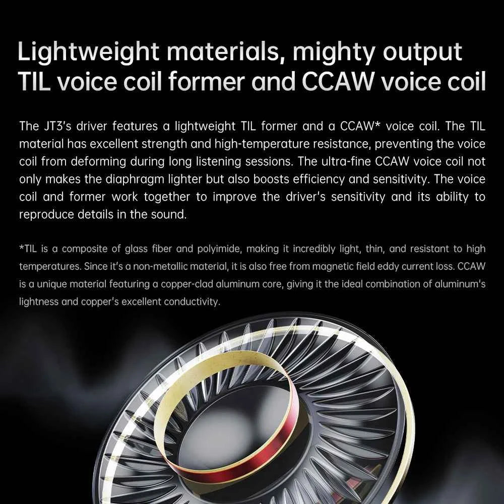 FiiO JT3 Over-Ear Open-Back Headphones, 50mm Dynamic Driver, PEK+PU Composite Diaphragm, Detachable 3.5mm Cable with Mic