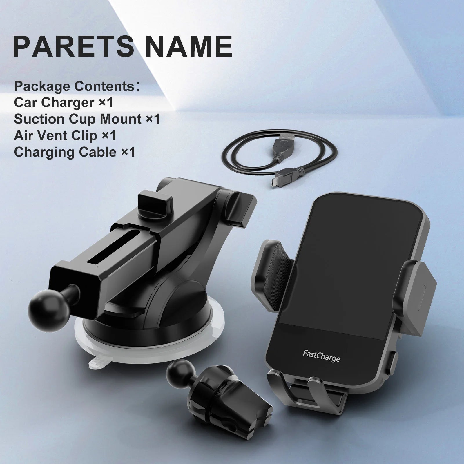 Wireless Car Charger Phone Holder 15W Fast Charge Station Mount Phone For IPhone 16 15 14 13 12 Pro Max 11 XR XS Samsung Galaxy