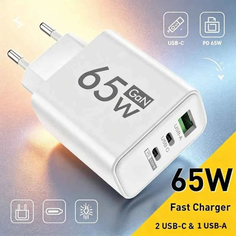 New 65W Fast Charging USB Type-C Charger US EU Plug USB PD Quick Charge 3.0 Travel Wall Phone Charger Adapter For iPhone Samsung
