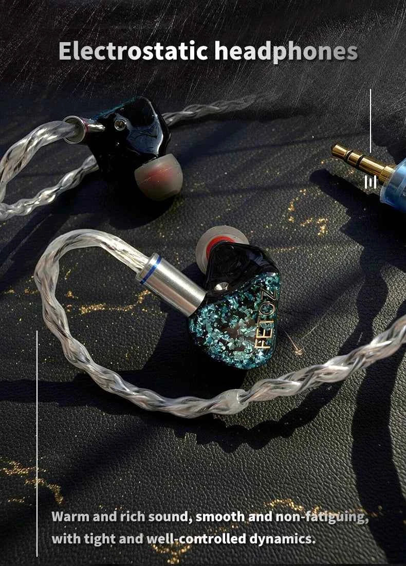 FETOZ 1DD+2BA+2EST Electrostatic Headphones Hybrid 2Pin0.78mm Audiophile In-ear Earphone 3.5mm/4.4mm/typec HiFi Wired Headphones