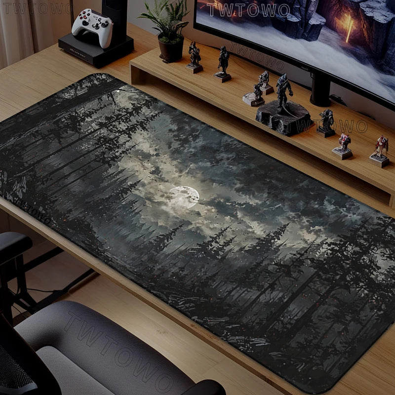 Black Moon Night Mouse Pad Gaming printon demand Custom Large HD Mousepad XXL keyboard pad Office Soft Carpet Table Mat Mice Pad