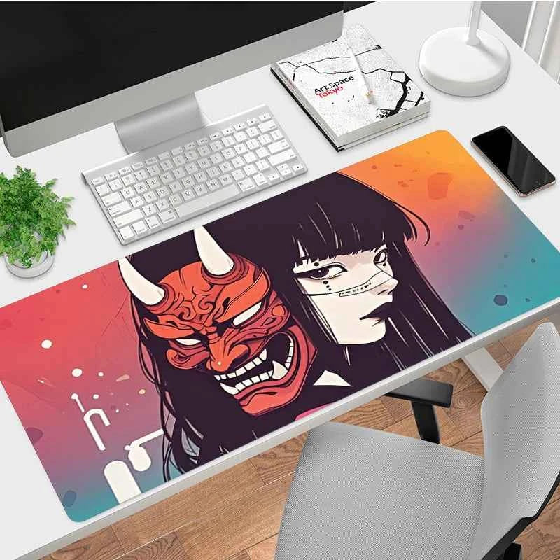 Janpanese Mask Girl Mouse Pad Non-slip Gaming Mousepad Gamer Mouse Mat Game Mechanical Keyboard XXL Desk Mat Tapis De Souris