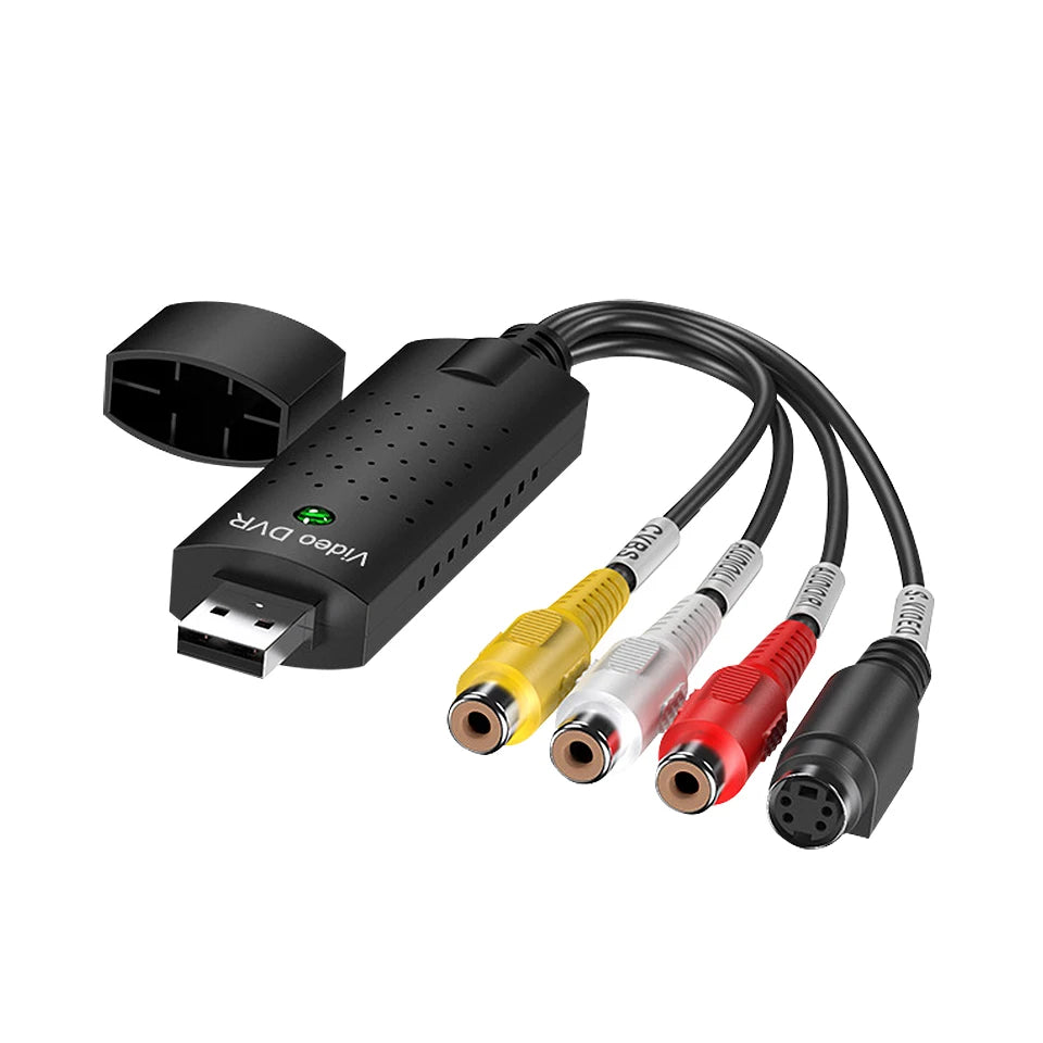 USB Video Capture Card Easy Cap VHS VCR Mini DV Hi8 DVD to Digital Converter RCA/S-video to USB 2.0 Audio Video Record Capturer