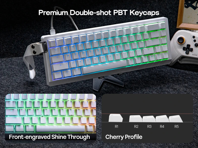 EPOMAKER HE68 Lite 65% Layout Tray-Mounted Wired Hall Effect NKRO Magnetic Keyboard DKS SOCD 8kHZ Polling Adjustable Actuation