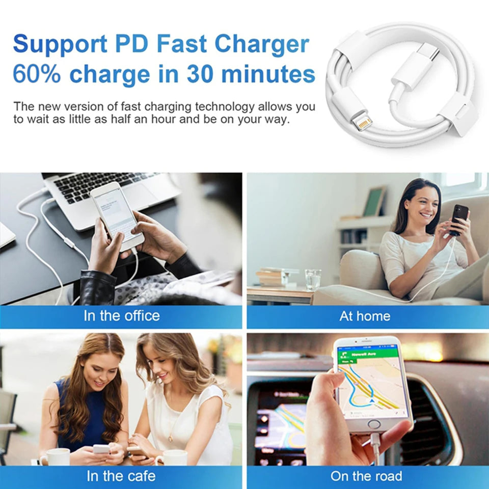 2-4 Set 40W Fast Charger for iPhone 14 13 12 11 Pro Max X XS iPad USB Type C Fast Charging Data Cable Phone Charger Accessories