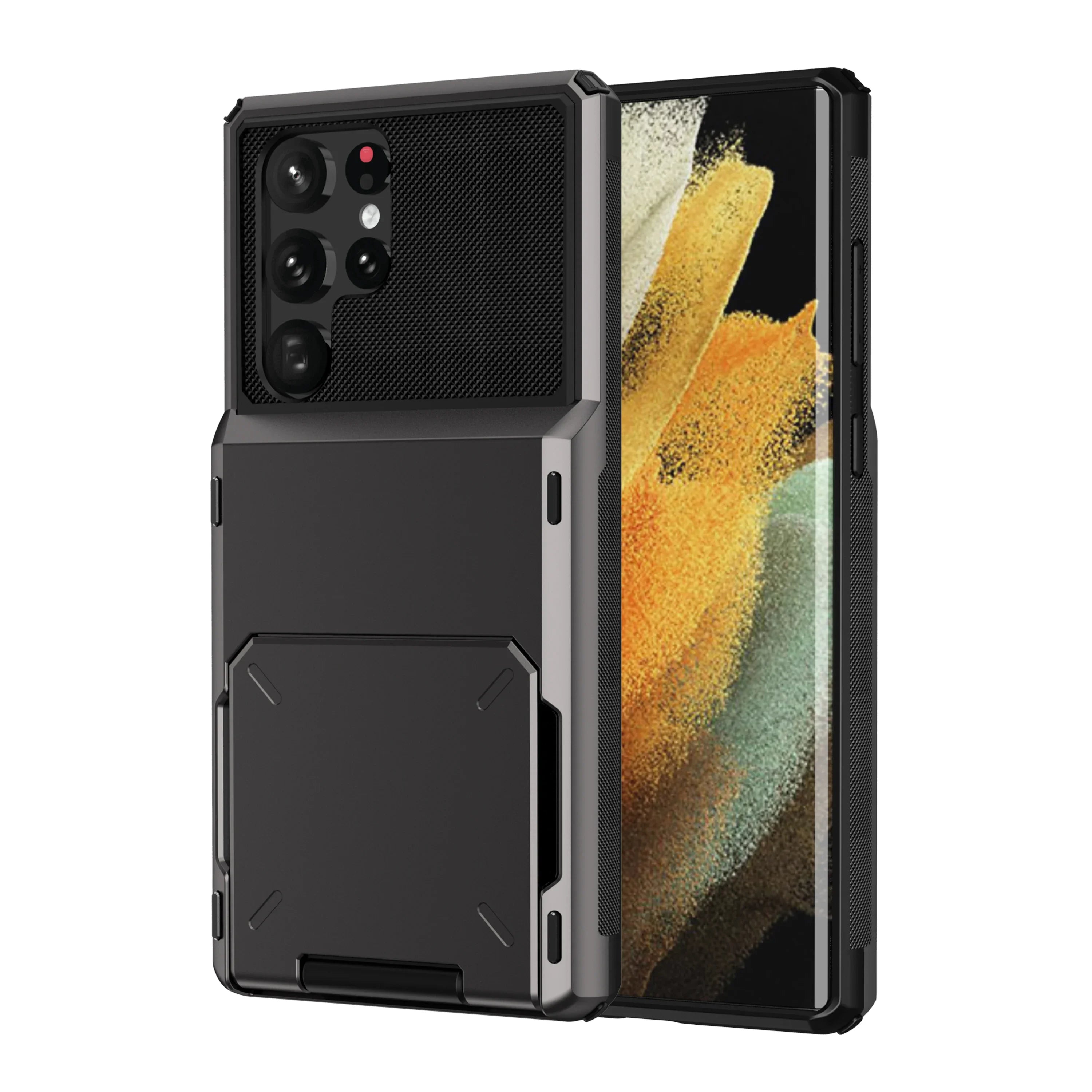 For Samsung S25 Edge S24 S23 S22 Ultra S21 Wallet Case Flip Cover Card Holder Pocket Dual Layer Protective Full-Body Hard Bumper