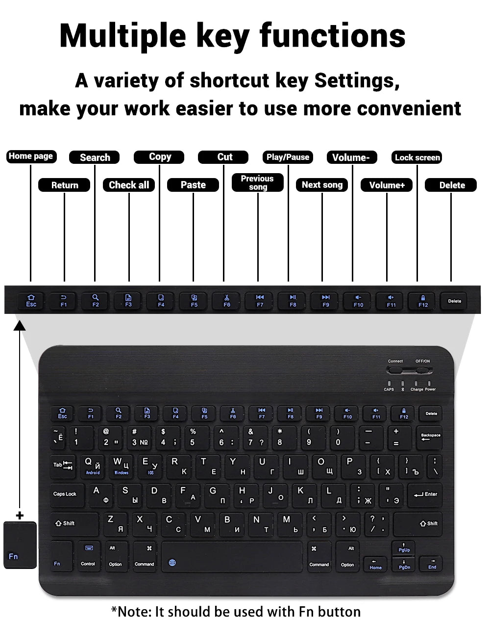 EMTRA Bluetooth Wireless Keyboard Mouse For Samsung Xiaomi Huawei Tablet For iPad Air Mini 5 Pro Spanish Korean Russian Keyboard