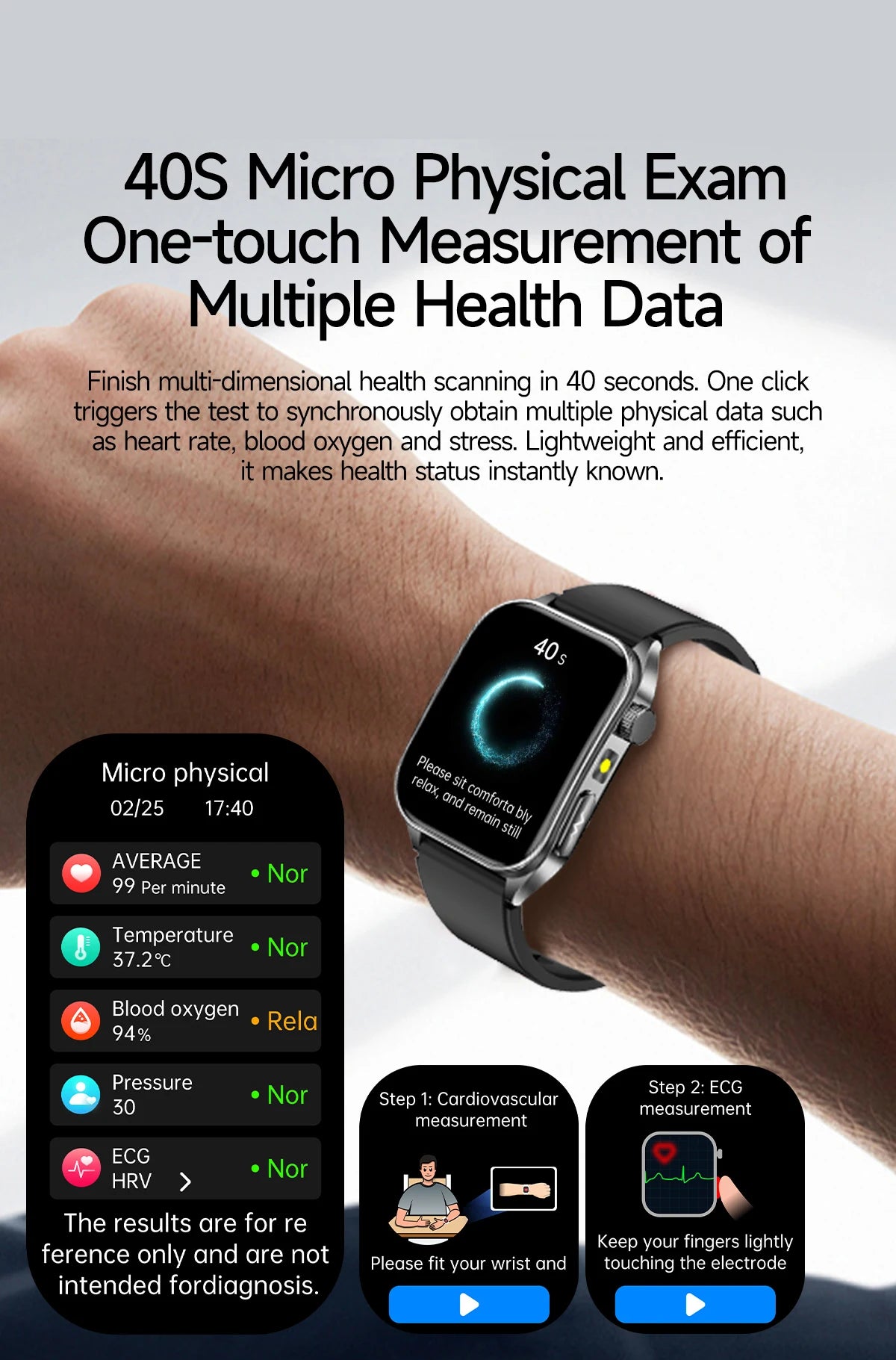 New Laser Treatment Three High Smart Watch Men ECG Heart Rate Uric Acid Health Tracker 1.95 inches Sapphire Glass SmartBracelet