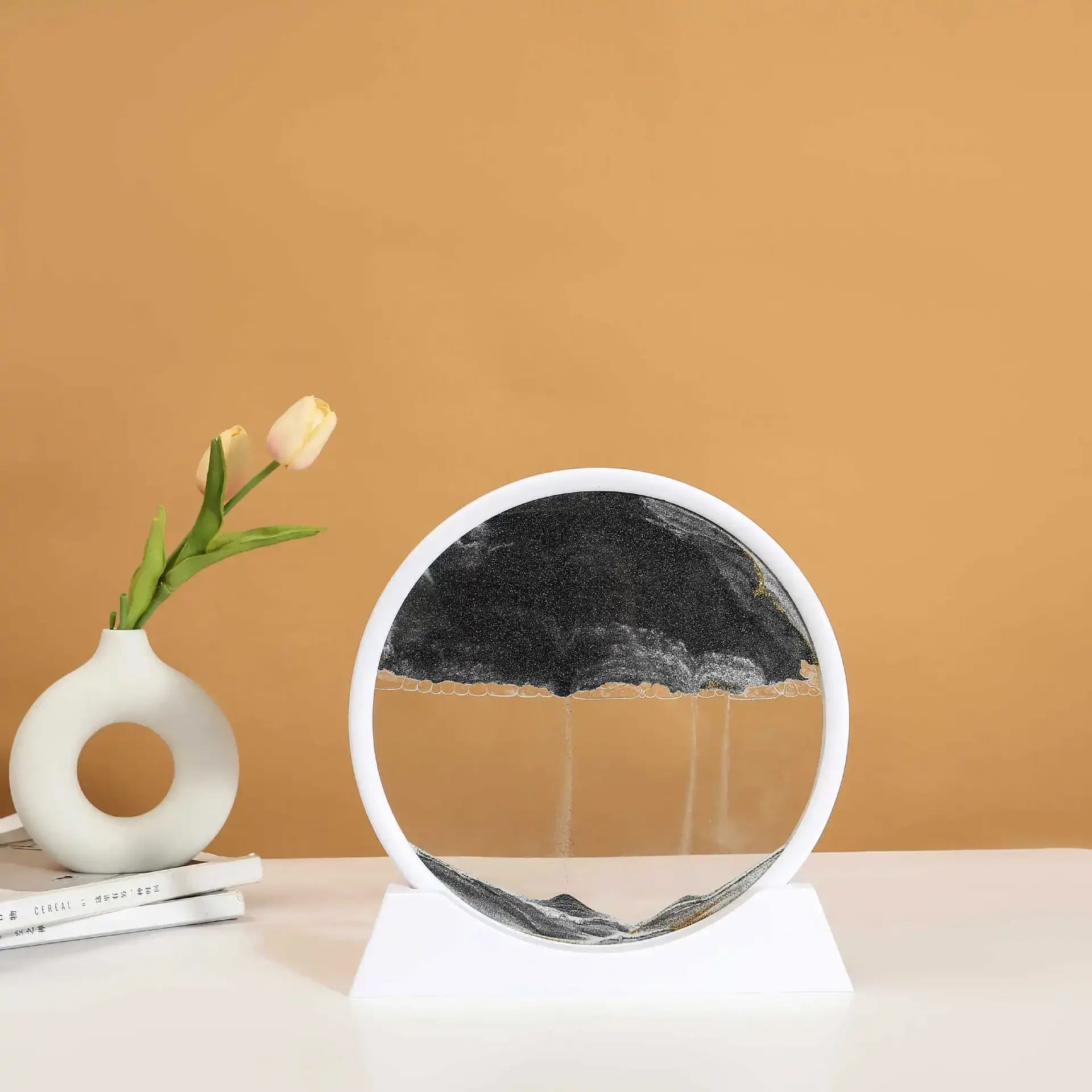 3D Sandscape Moving Sand Art Picture Round Glass Deep Sea Hourglass Quicksand Craft Flowing Sand Painting Office Home Decor Gift