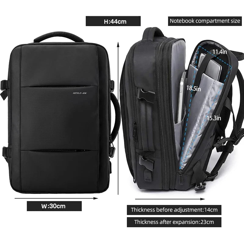 Heroic Knight Travel Laptop Backpack 15.6 Inch – Expandable Waterproof Business Backpack for Men, USB Charging Port, Large Capacity School & Work Bag