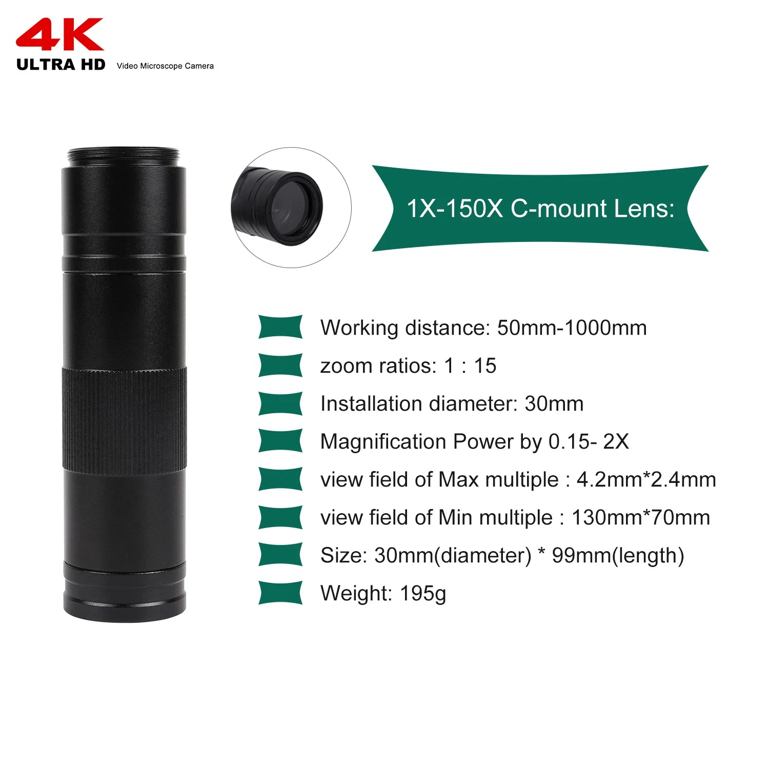 4K Microscope 48MP Digital Microscope For Electronics USB Industrial Cameras HDMI 1-150X Zoom C-Mount Lens Phone Pcb Soldering