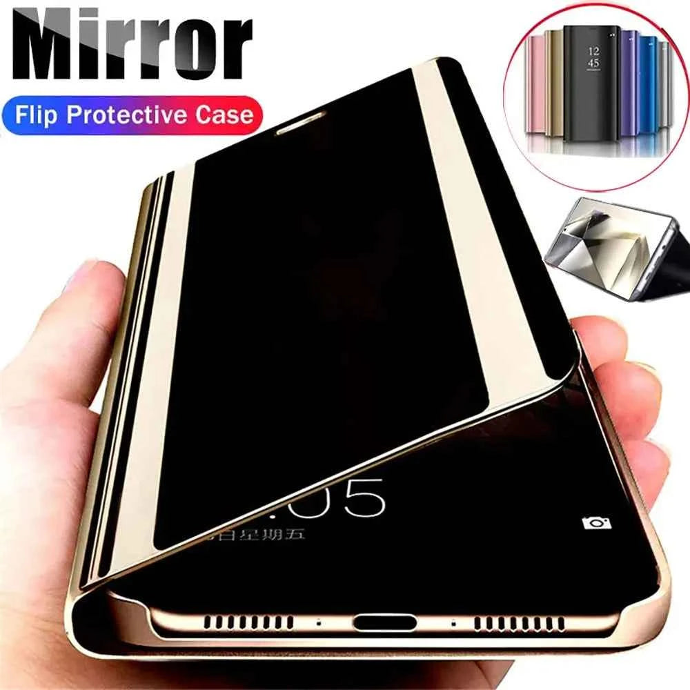 Mirror Flip Leather Phone Cases For Samsung Galaxy S26 S25 S24 S22 S23 Ultra S21 Plus FE A56 A36 A55 A35 A15 A34 A16 A54 Cover
