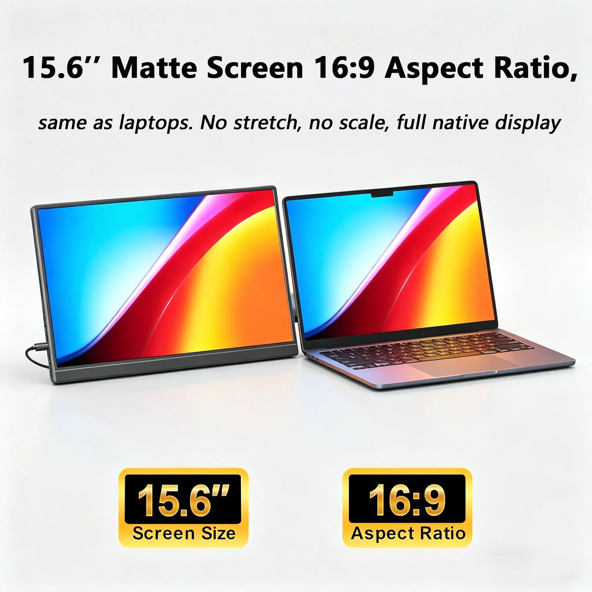 15.6 Inch 1080P Portable Monitor 16:9 Full Screen Extension for Laptop Phone Game Console