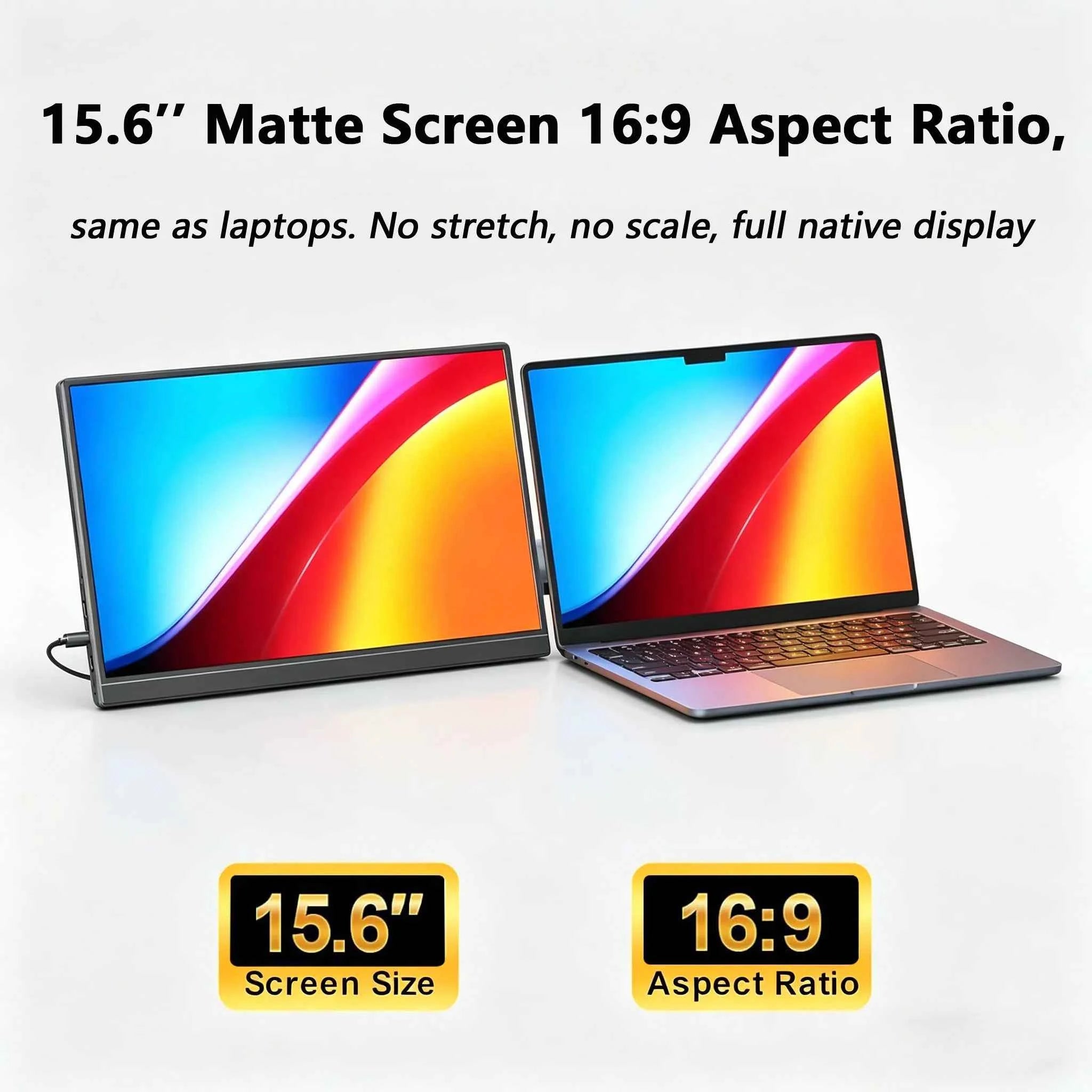15.6 Inch 1080P Portable Monitor 16:9 Full Screen Extension for Laptop Phone Game Console