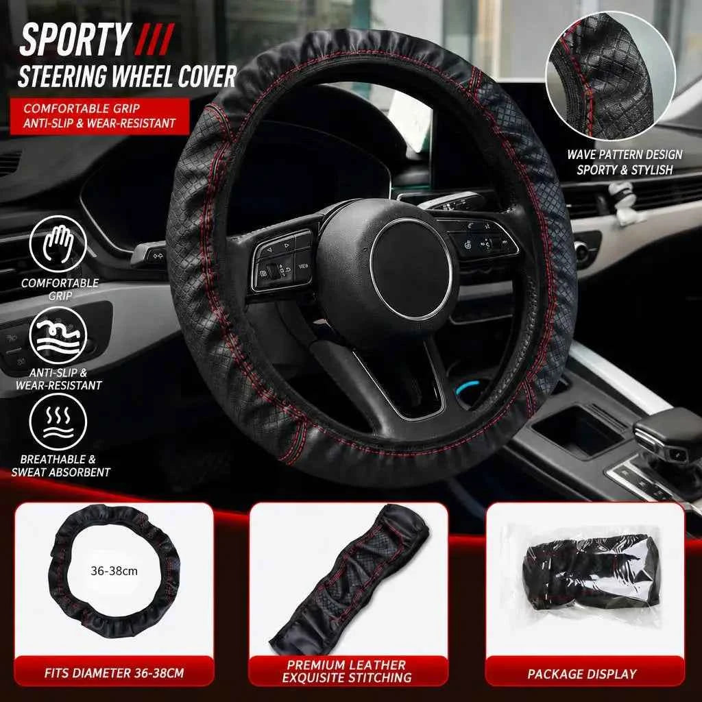 PU Leather Steering Wheel Cover 15\