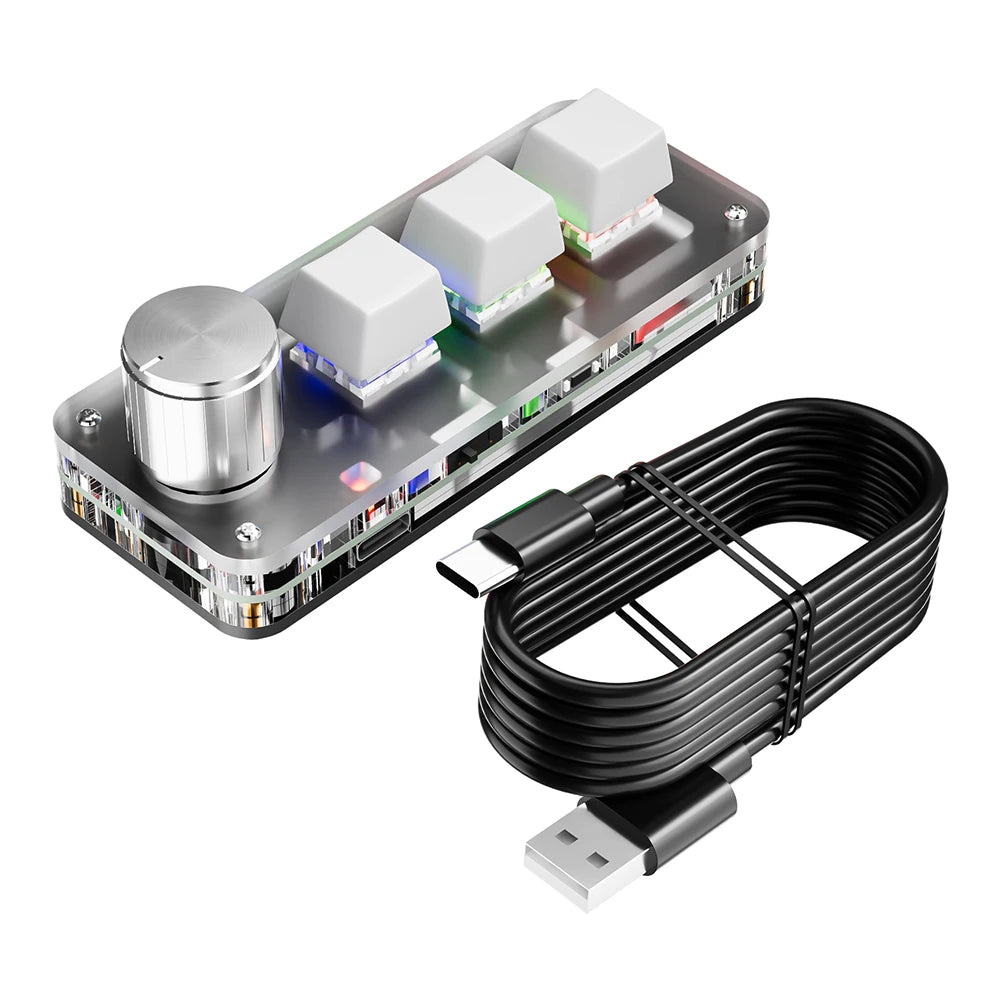Mini Customized Mechanical Keyboard Hot Swappable Macro Programmable Keyboard 3 Key 1 Knob