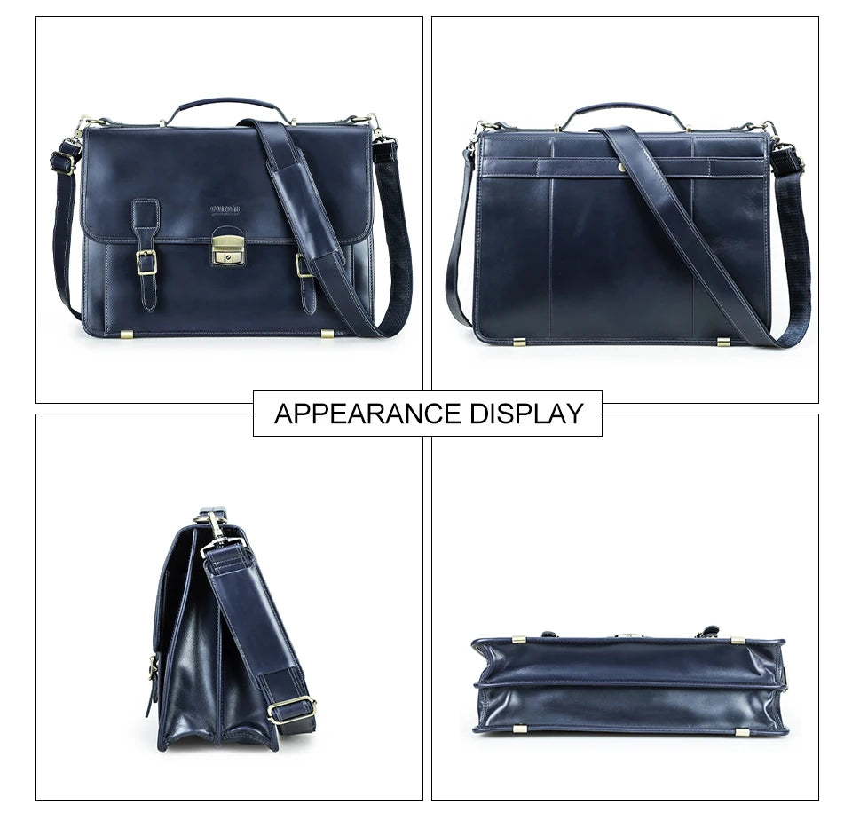 CONTACT'S Genuine Leather Business Bags for Men High Quality Briefcase Office Bag Male Tote Laptop Bags Portfolio Bag Document