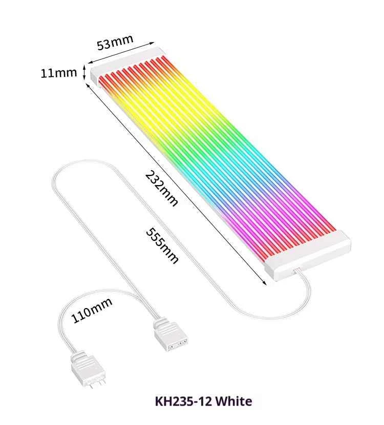 TEUCER X8P/X12P ARGB LED Light Strip – 24PIN/8PIN Motherboard Power Extension Cable with Aura Sync