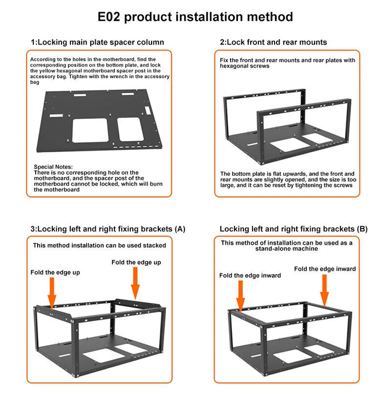 DIY Computer Motherboard Case Rack Aluminum Frame Chassis Cooling Rack Stand Open Chassis Support Bracket Good Heat Dissipation