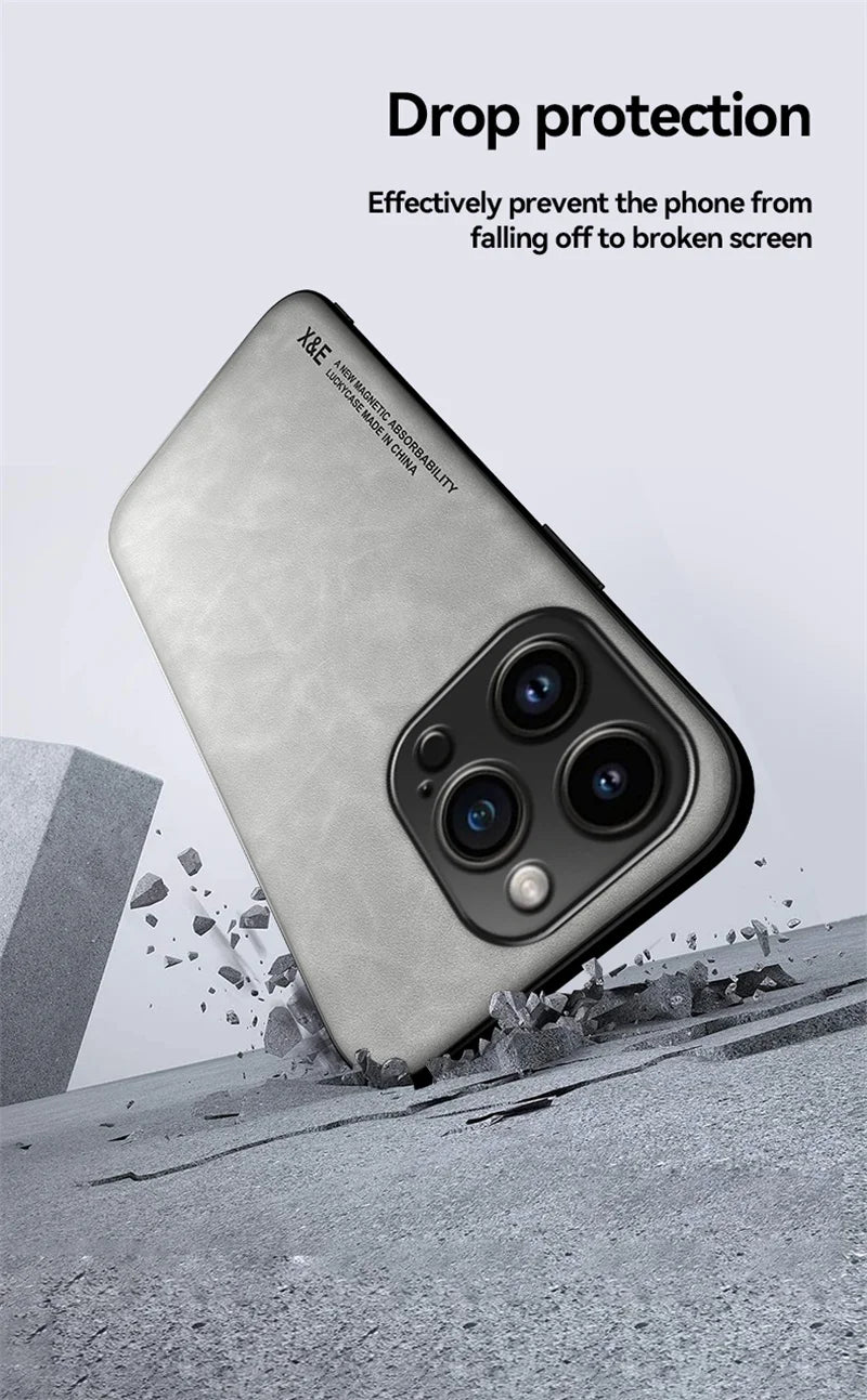 Luxury Magnetic Leather Case For iPhone 16 15 14 13 12 11 Pro Max Mini Plus XR XS X SE 15Pro Shockproof TPU Silicone Back 2026