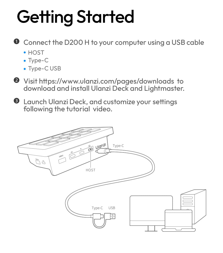 Ulanzi D200H Deck Dock AI-Powered Office Streaming Controller for Computer Fill Light for Intelligent Live broadcast Room