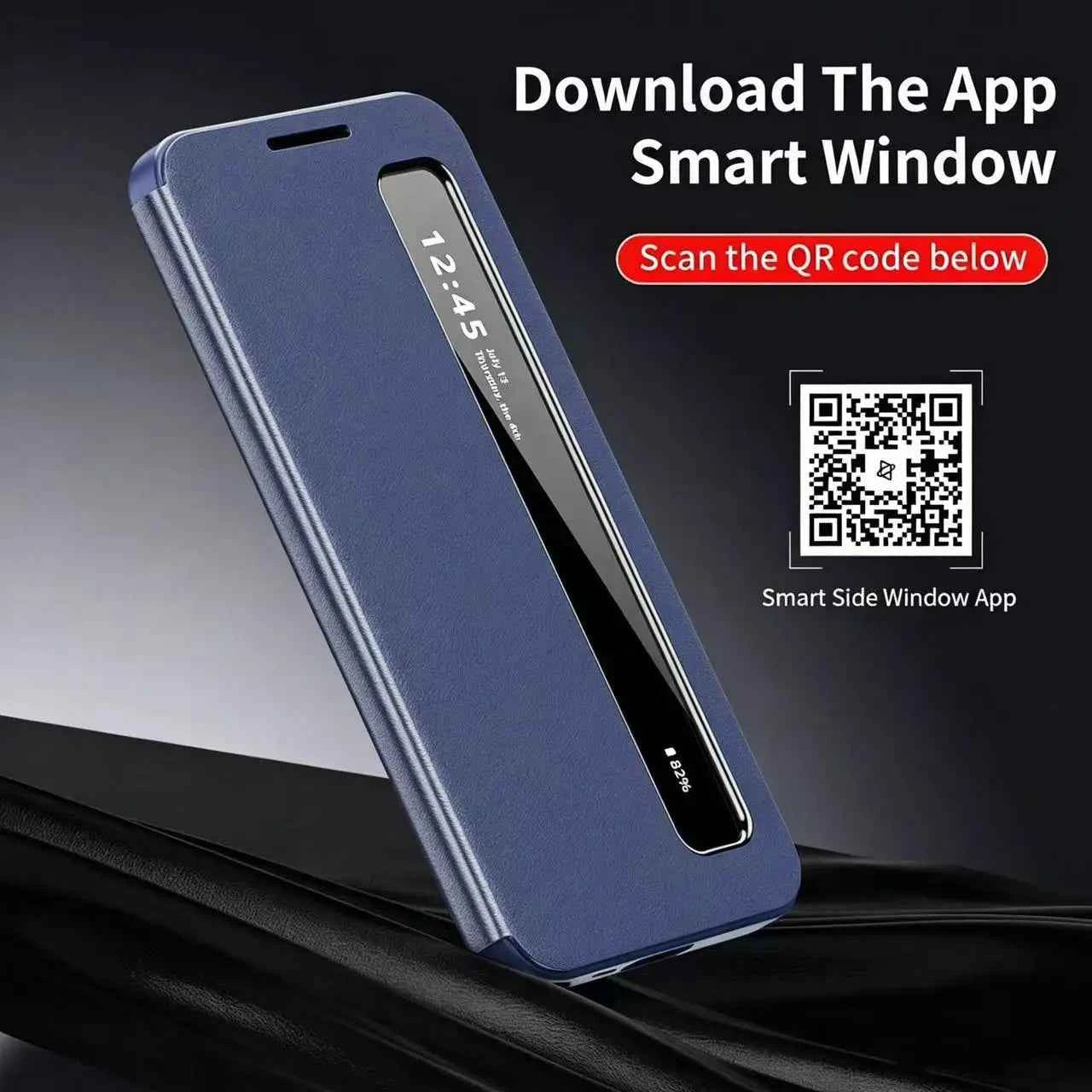 Original Smart Leather Case for Samsung Galaxy S26 S25 S24 S23 S22 Ultra A57 A56 A55 Window View Touch Display Flip Shell Fundas