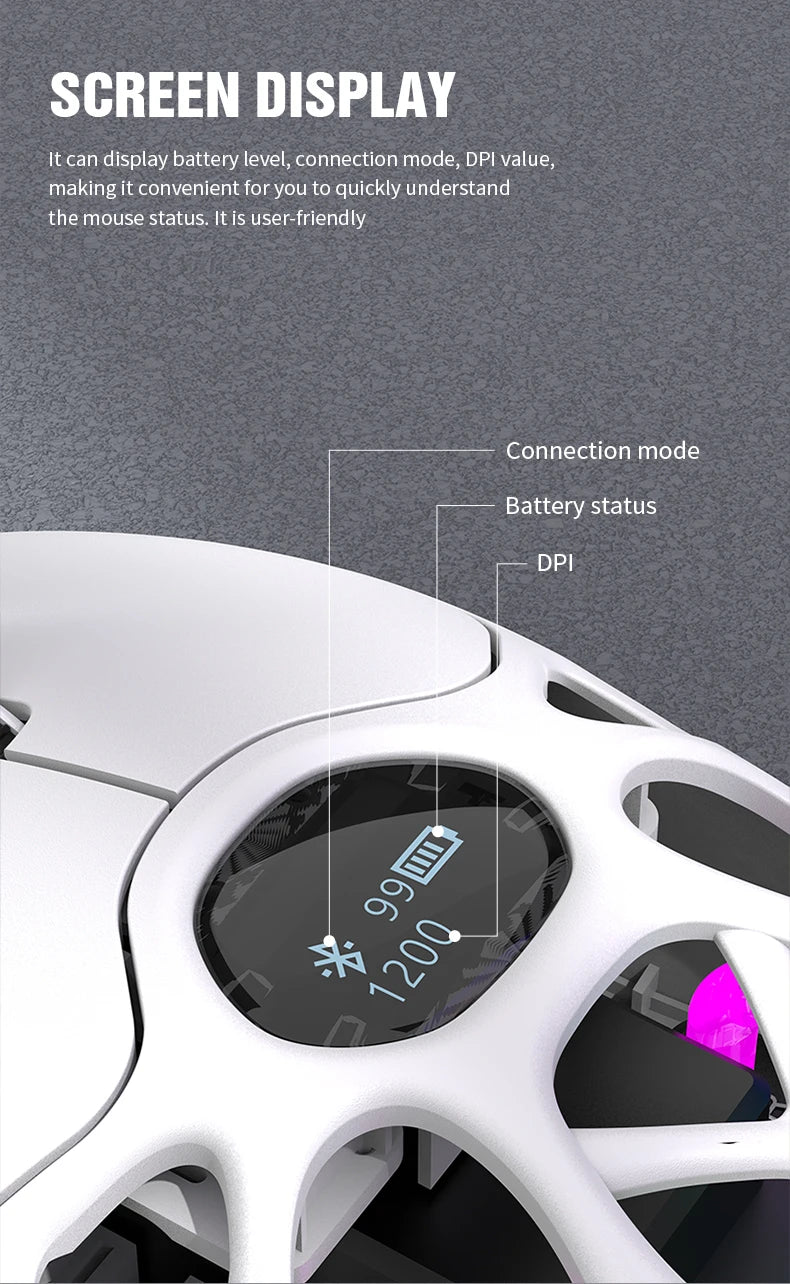 XUNFOX H16PRO Mouse, lightweight S205, three-mode wireless Bluetooth mouse for gaming, charging, RGB lighting, suitable for P