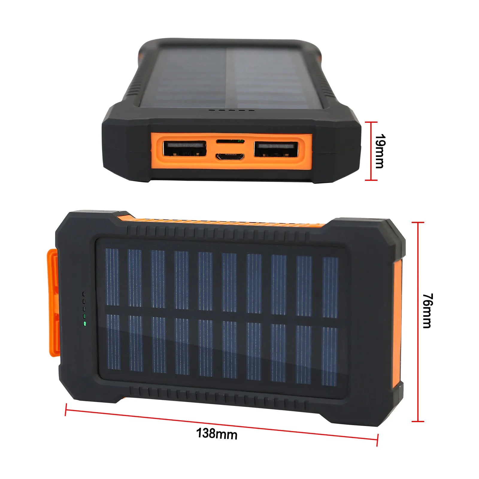 26800mAh Solar Power Bank Large Capacity Portable Outdoor Fast Charging Li-polymer Battery Flashligh for Iphone Android Phones
