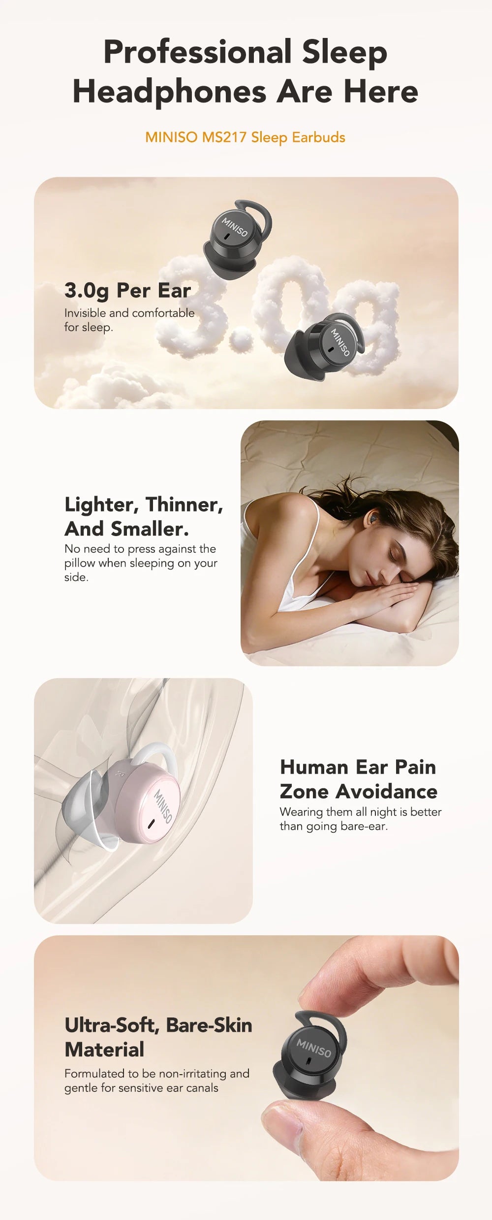 Noise Reduction Wireless Bluetooth Earphones MINISO MS217  Earbuds 50Hrs Playback Comfortable AI Translation for 150+ Languages