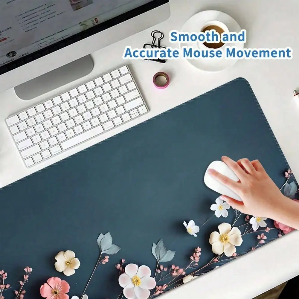 1pc, 31.50 X 11.81 Pink Floral Blossom Large Waterproof Mouse Pad, Antislip Desk Protector For Keyboard, Mouse, Smooth For Gaming, Desk Accessory, For Home