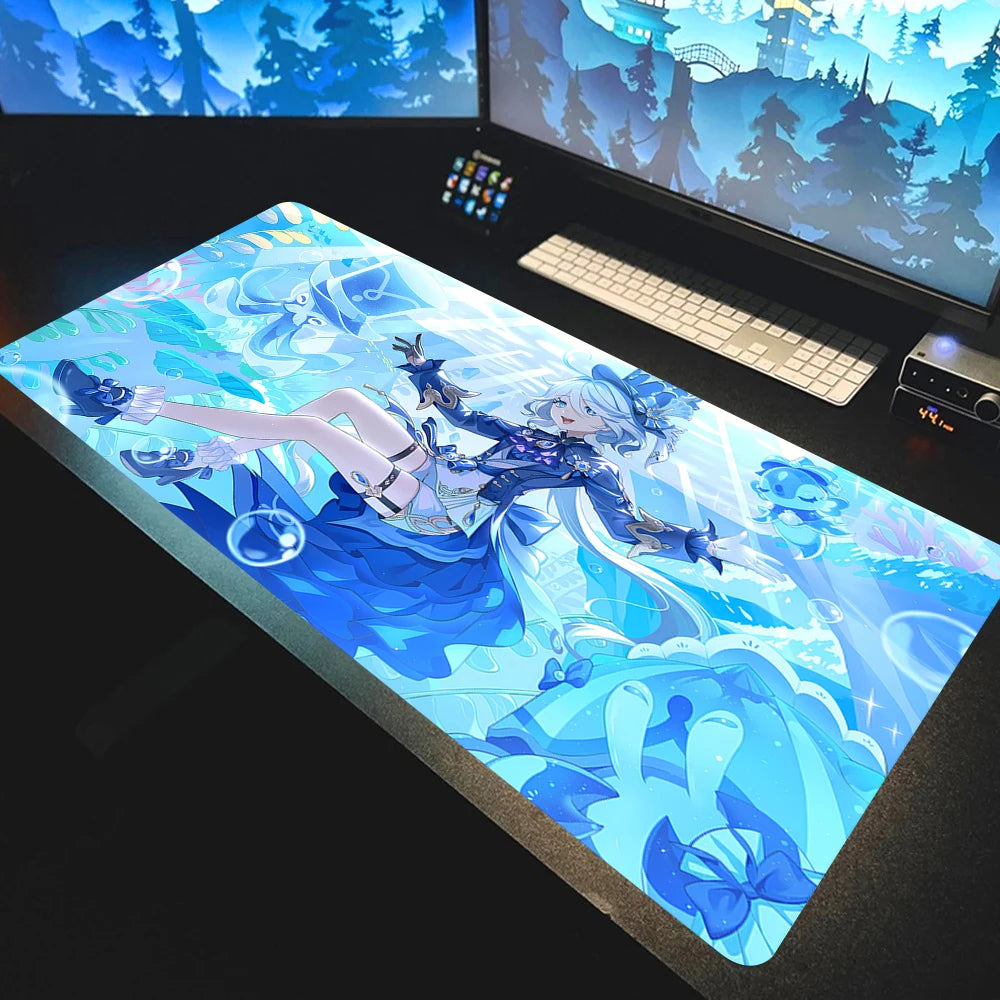 Anime Mousepad Genshin Impact Mouse Pads Gamer Mat Xxl Pc Accessories Desk Protector Keyboard Pads Computer Desks Gaming Mats