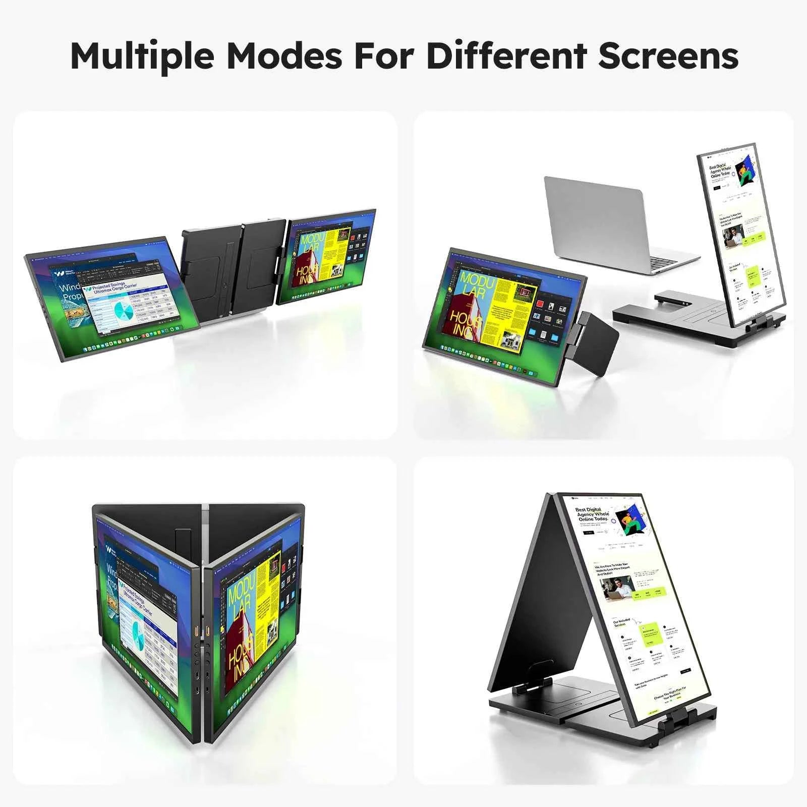 15.6inch Triple Screen Extender For Laptops 1080P FHD IPS Portable Dual External Monitors For Macbook Windows Extension 13-17