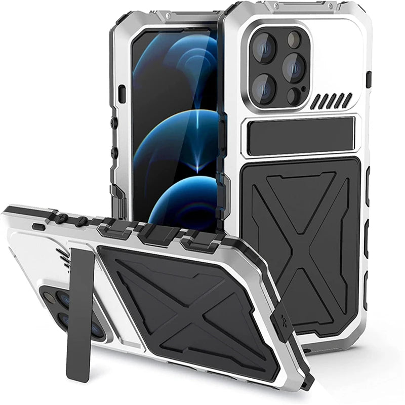 Heavy Duty Protection Armor Metal Aluminum Phone Case for iPhone 14 Pro Max 14 Plus Shockproof Cover