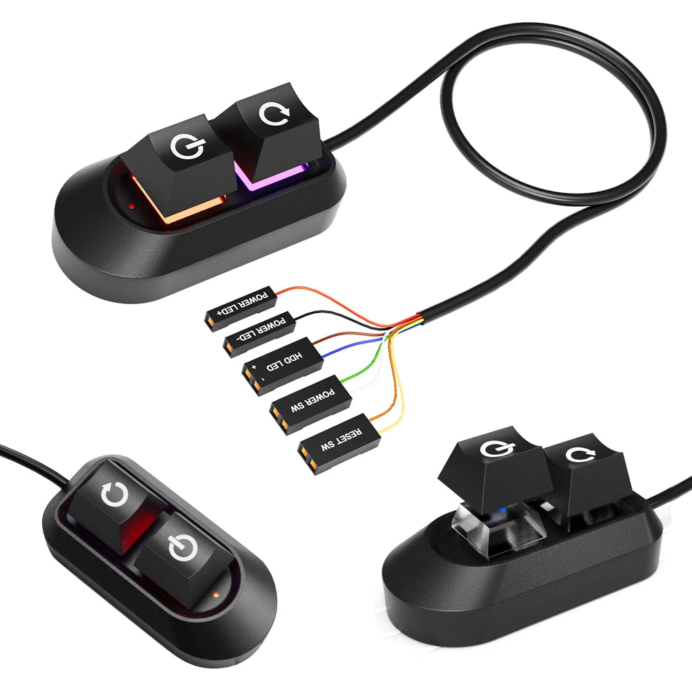 2M Desktop Computer Power Button External Power Switch Power Supply Button Restart Button Motherboard Switch On Off for PC Case